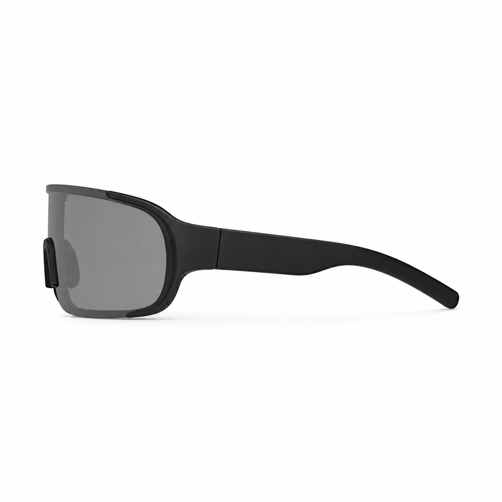 Gray Men's Polycarbonate Oversized Shield UV400 Sunglasses, side temple product view