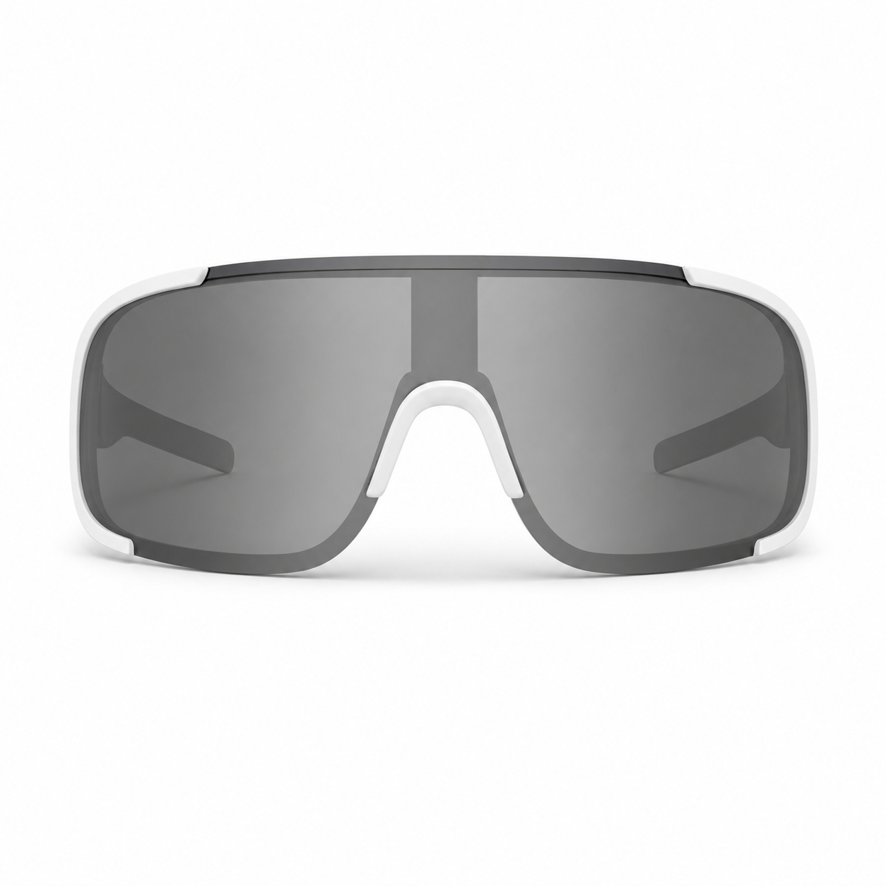 White Men's Polycarbonate Oversized Shield UV400 Sunglasses, clean front product view