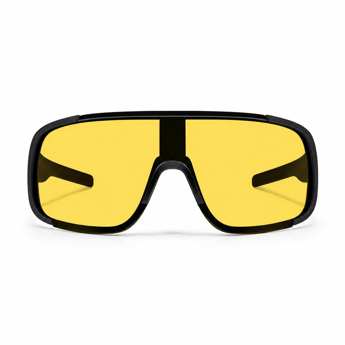 Yellow Men's Polycarbonate Oversized Shield UV400 Sunglasses, clean front product view