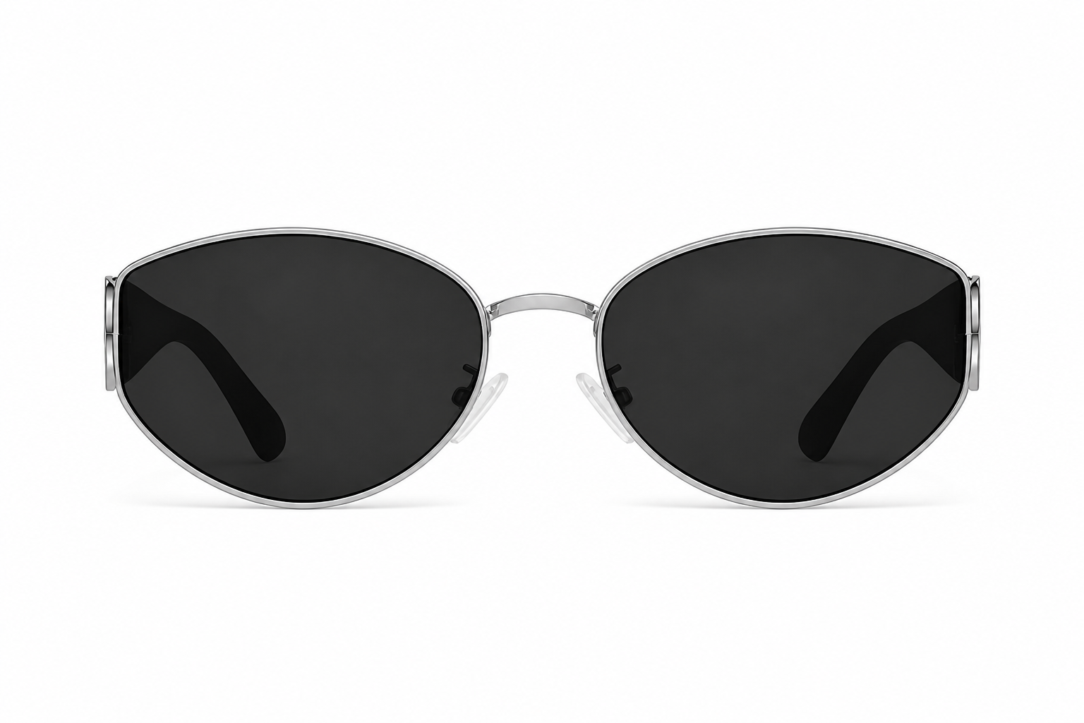 Black women's metal tea cat-eye UV400 sunglasses, front product view