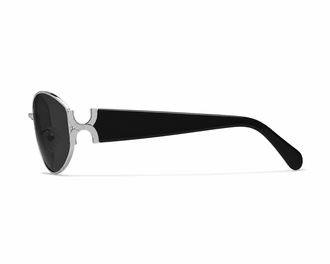 Black women's metal tea cat-eye UV400 sunglasses, side product view