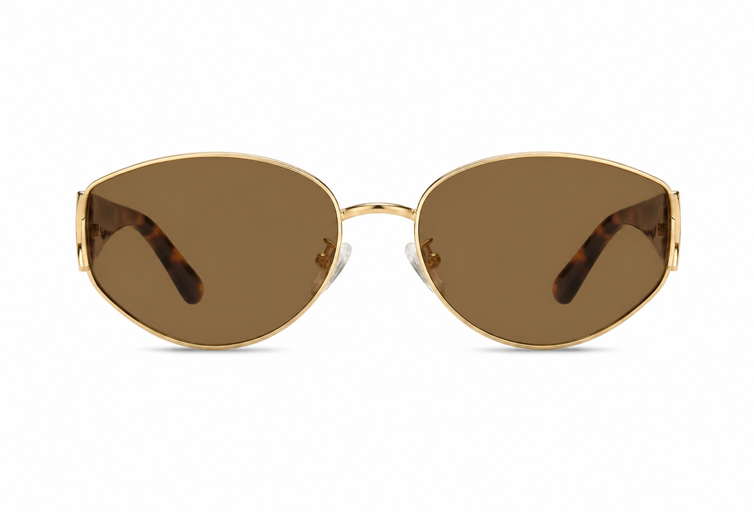 Tortoise Shell women's metal tea cat-eye UV400 sunglasses, front product view