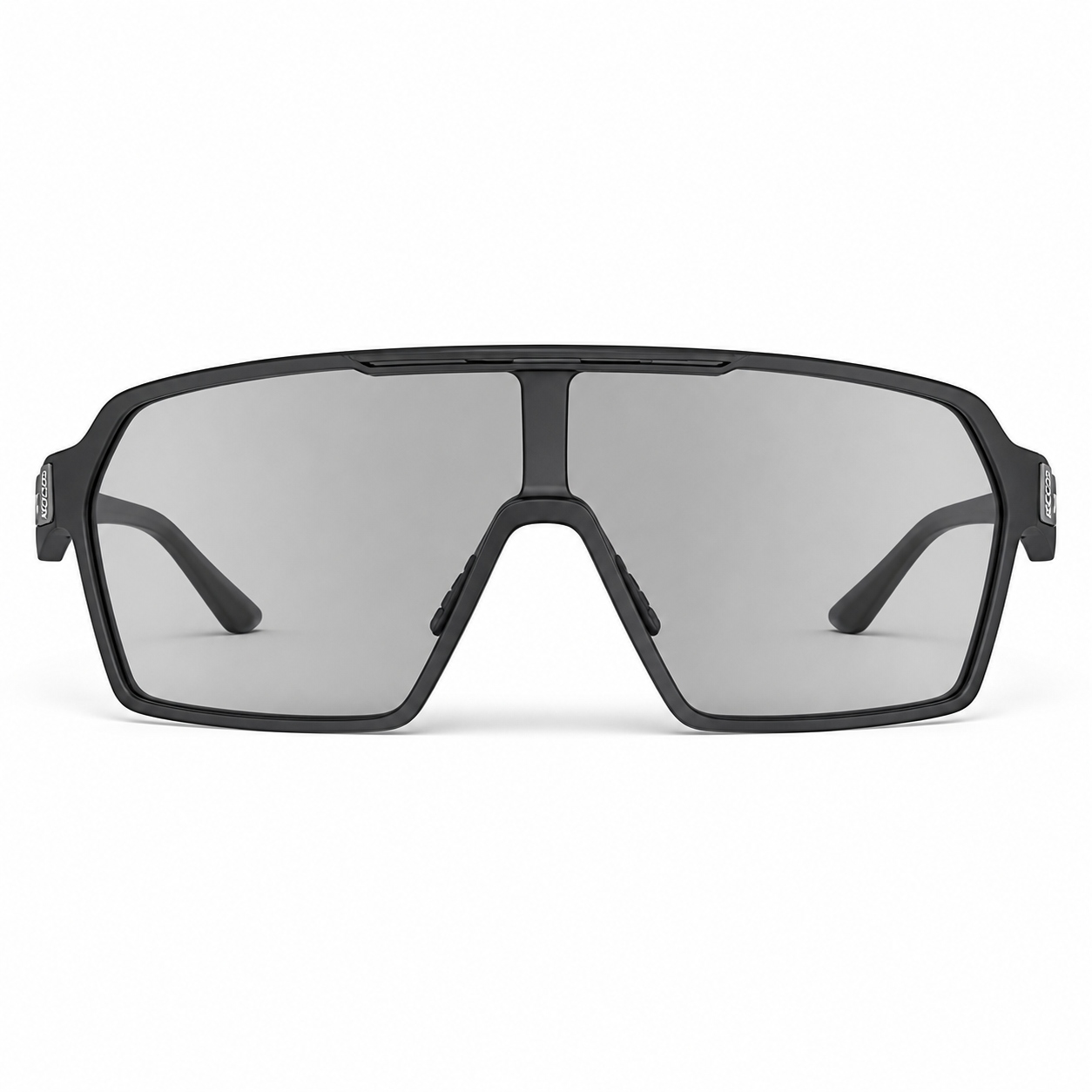 Matte Black Frame/Photochromic Grey Lens Unisex TR90 Photochromic Rectangle Cycling Glasses, clean front product view