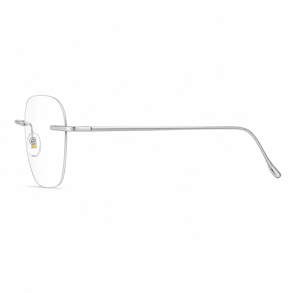Silver Minimalist Versatile Rimless Eyeglasses, true side-profile product view