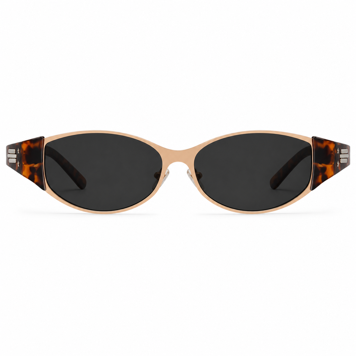 Tortoise Shell women's narrow oval polarised sunglasses, front product view