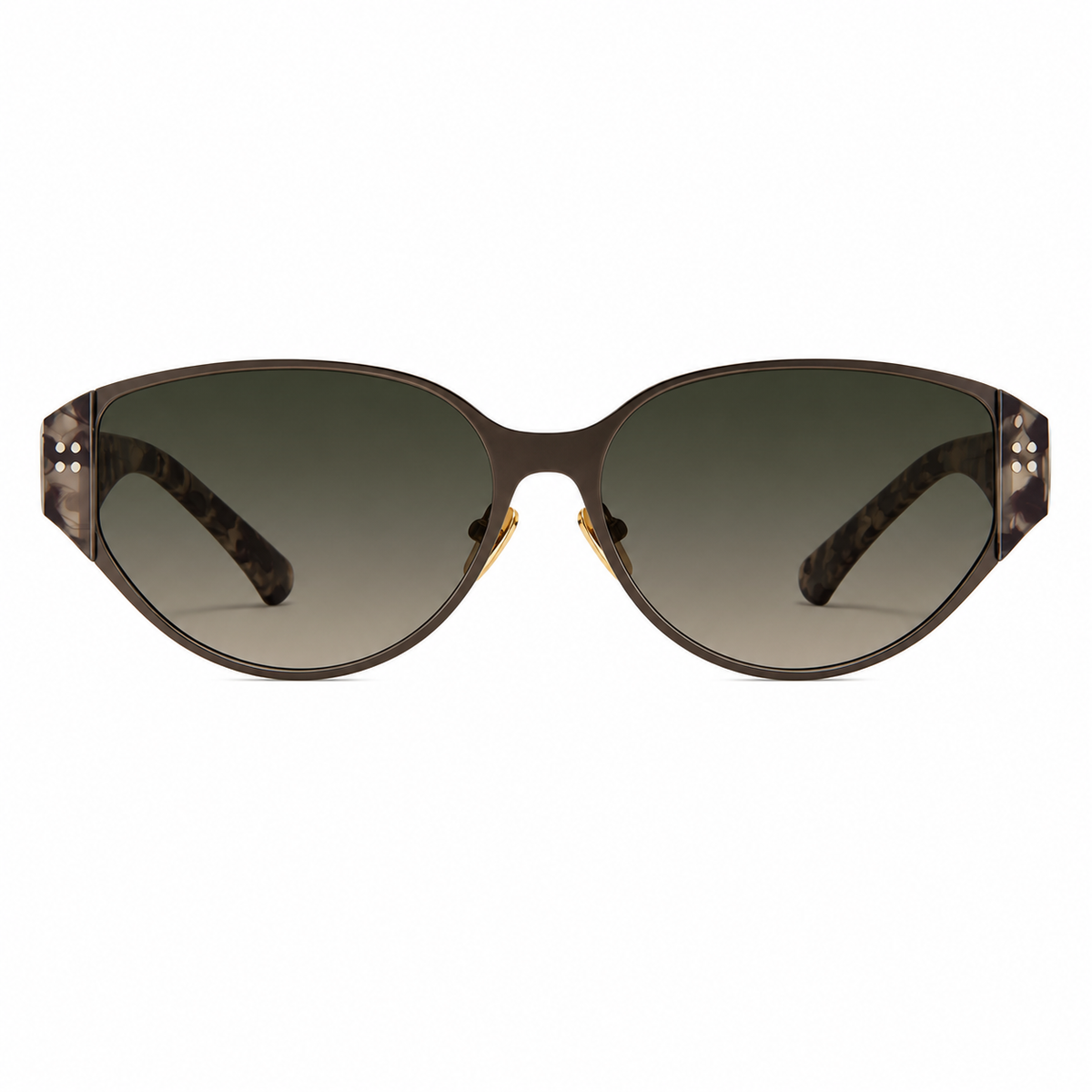 Brown Gradient women's metal cat-eye UV400 sunglasses, front product view