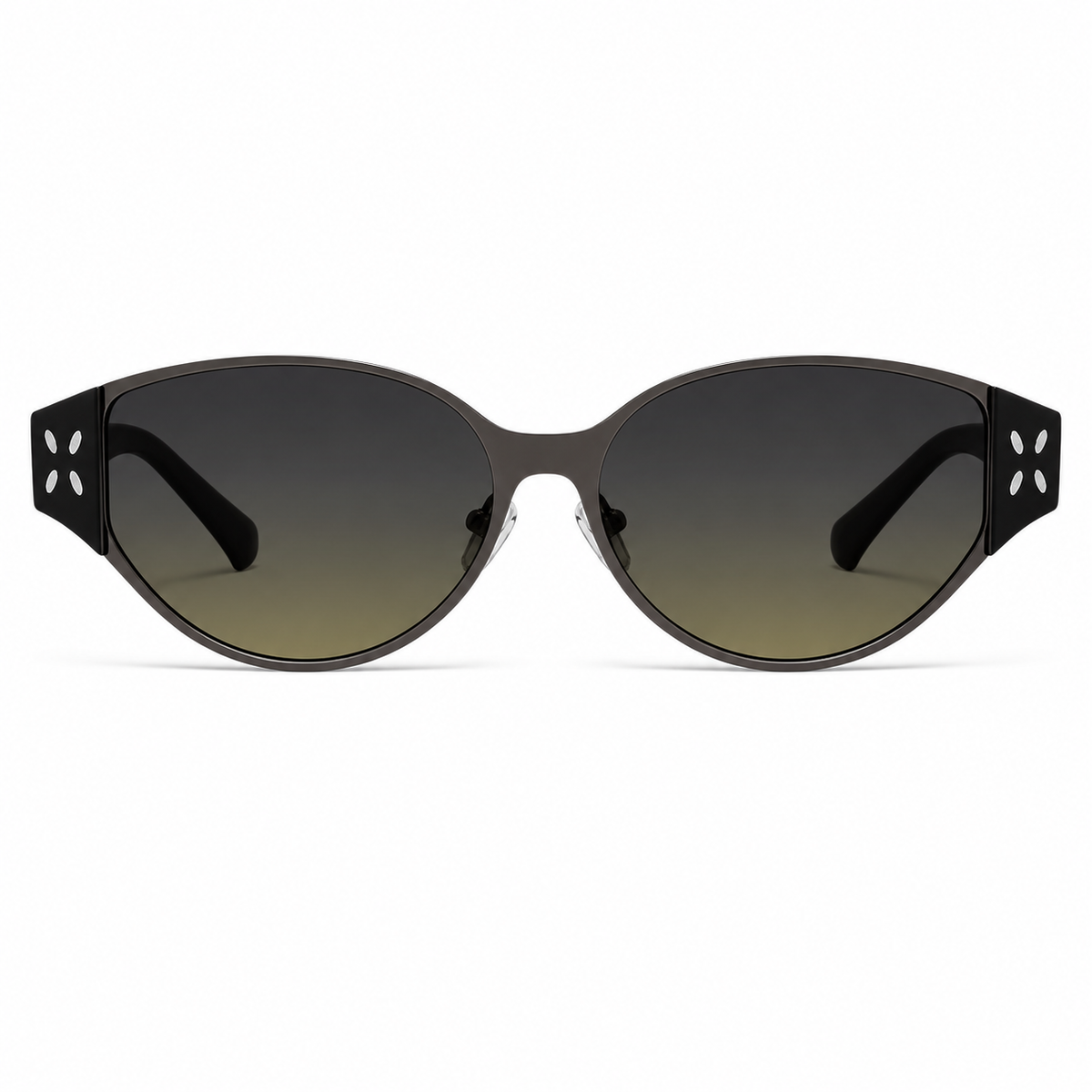 Espresso Brown women's metal cat-eye UV400 sunglasses, front product view