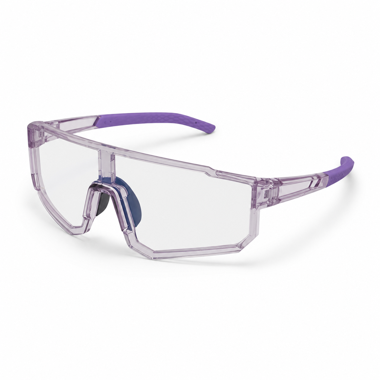 Crystal Purple Frame/Photochromic Grey Lens Unisex PC Photochromic Sport Cycling Sunglasses, 45-degree product view