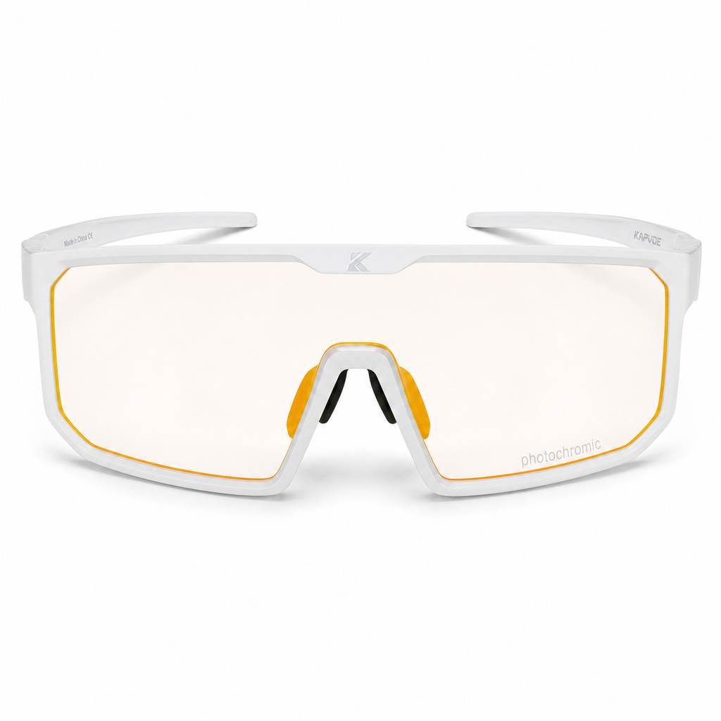 Unisex TR90 Photochromic Shield Cycling Glasses, clean front product view