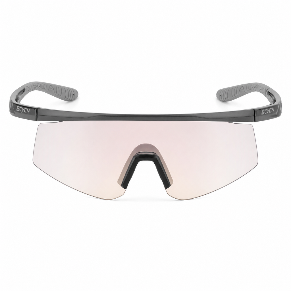 Dark Grey Unisex TR90 Outdoor Windproof Shield Sunglasses, clean front product view
