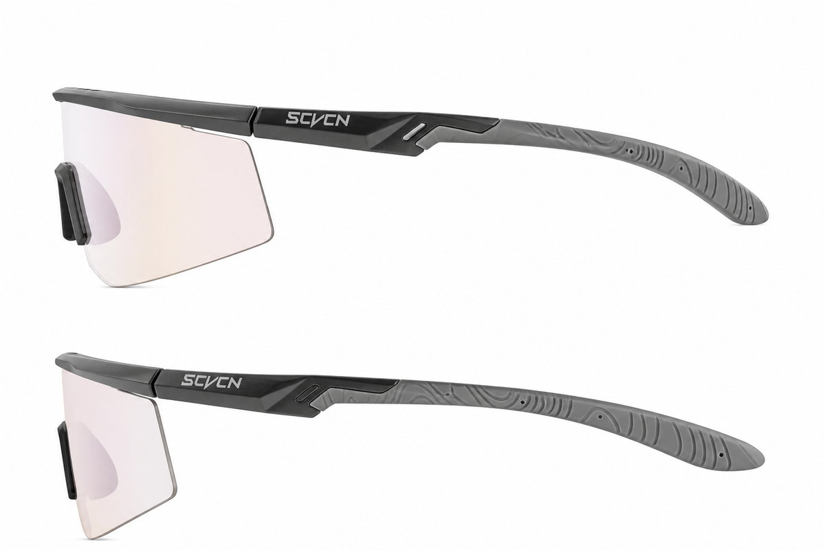 Dark Grey Unisex TR90 Outdoor Windproof Shield Sunglasses, side temple product view
