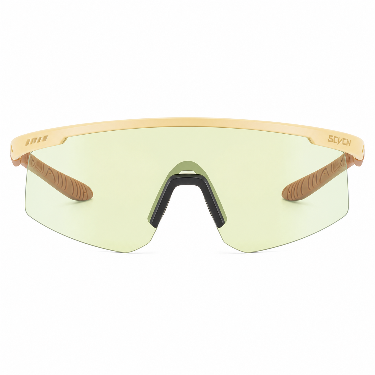 Light Brown/Coffee Brown Unisex TR90 Outdoor Windproof Shield Sunglasses, clean front product view