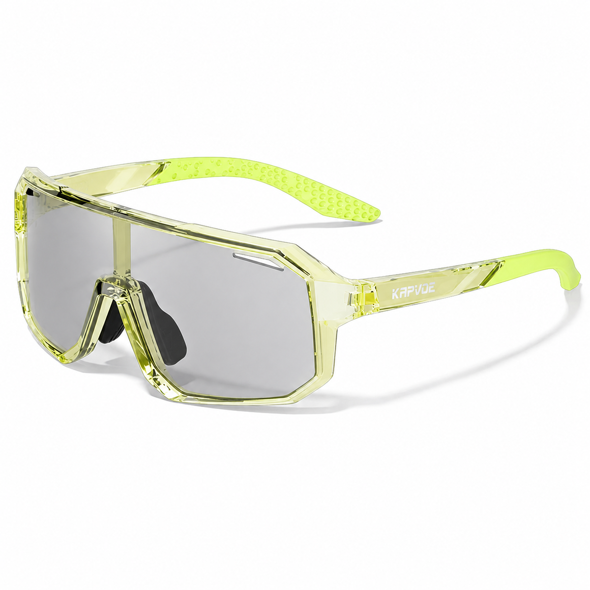 Crystal Green Frame/Photochromic Grey Lens Unisex TR90 Full-Rim Photochromic Sports Sunglasses, 45-degree product view