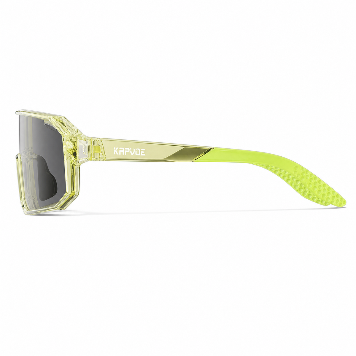 Crystal Green Frame/Photochromic Grey Lens Unisex TR90 Full-Rim Photochromic Sports Sunglasses, side temple product view