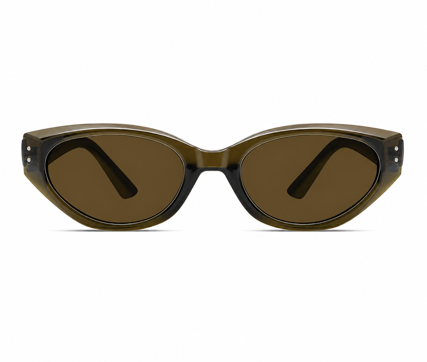 Olive Green women's cat-eye polarised UV400 sunglasses, front product view