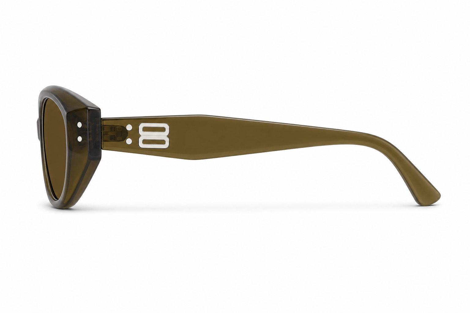 Olive Green women's cat-eye polarised UV400 sunglasses, side product view