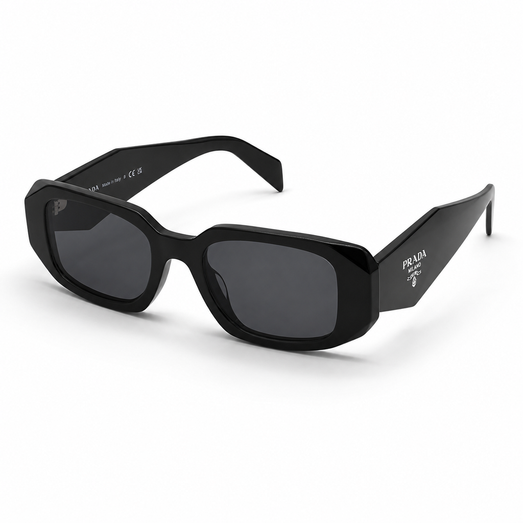 Black Prada Unisex Acetate Wide-Temple Sunglasses, 45-degree product view