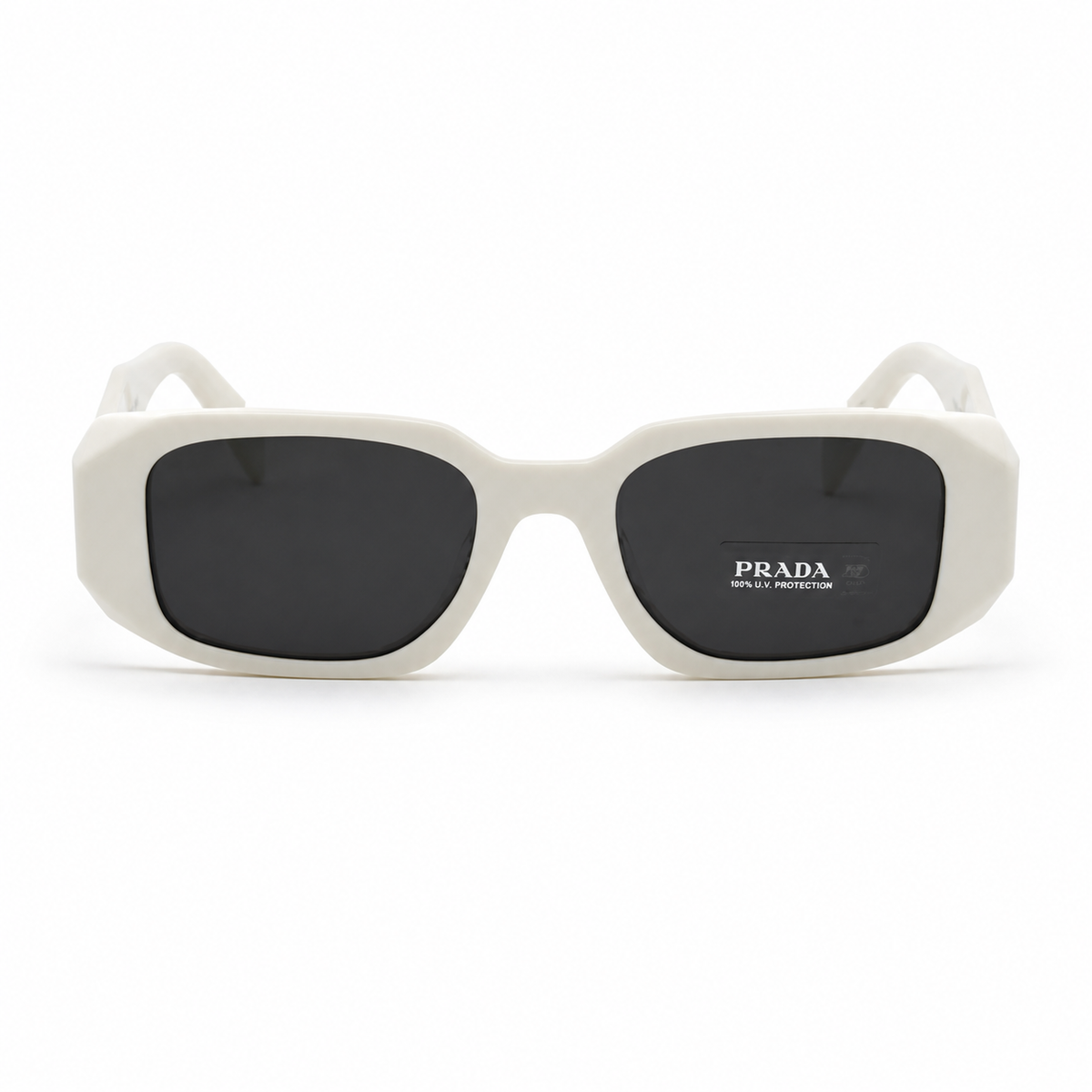 White Prada Unisex Acetate Wide-Temple Sunglasses, clean front product view