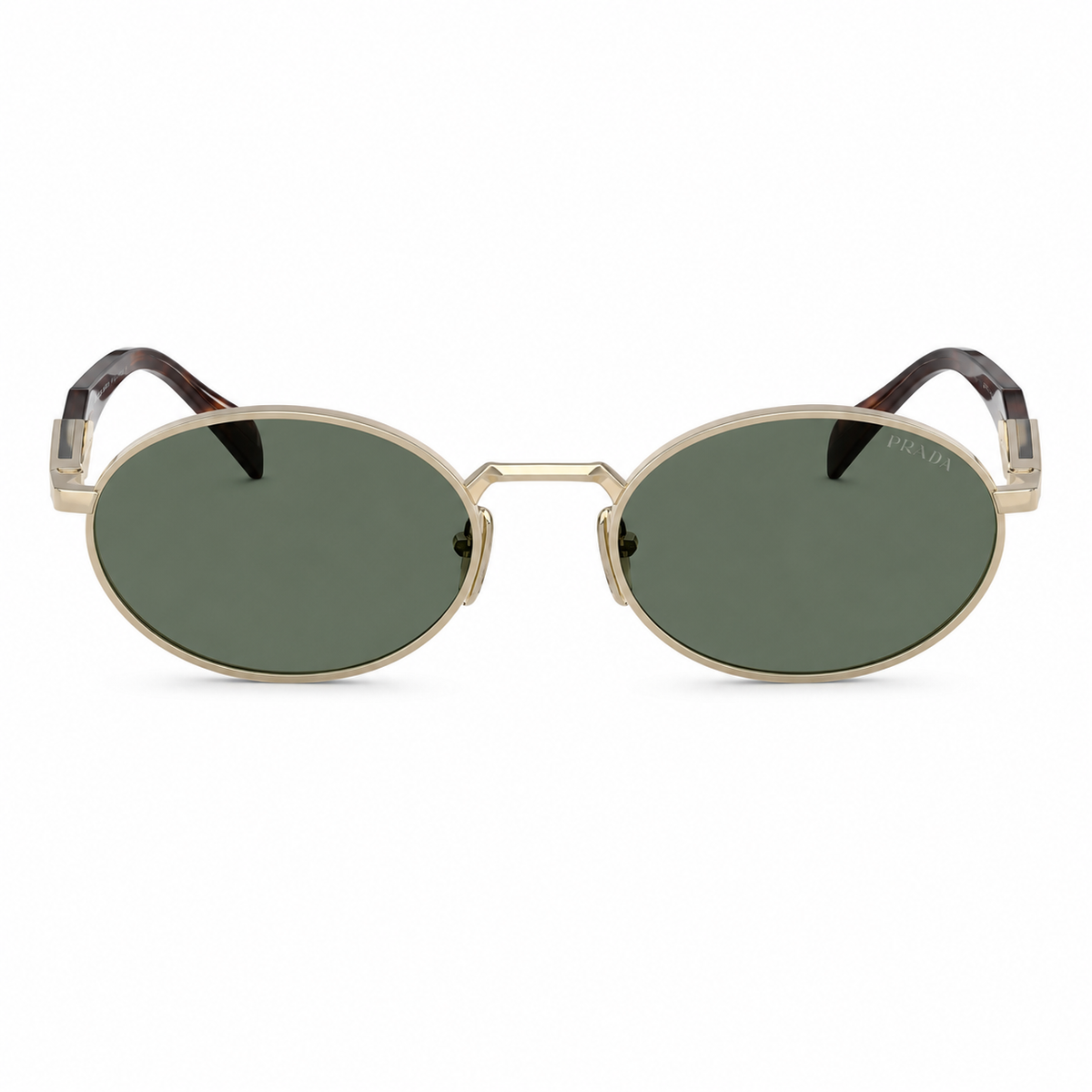 Green Prada Women's Acetate-Metal Oval Sunglasses, clean front product view