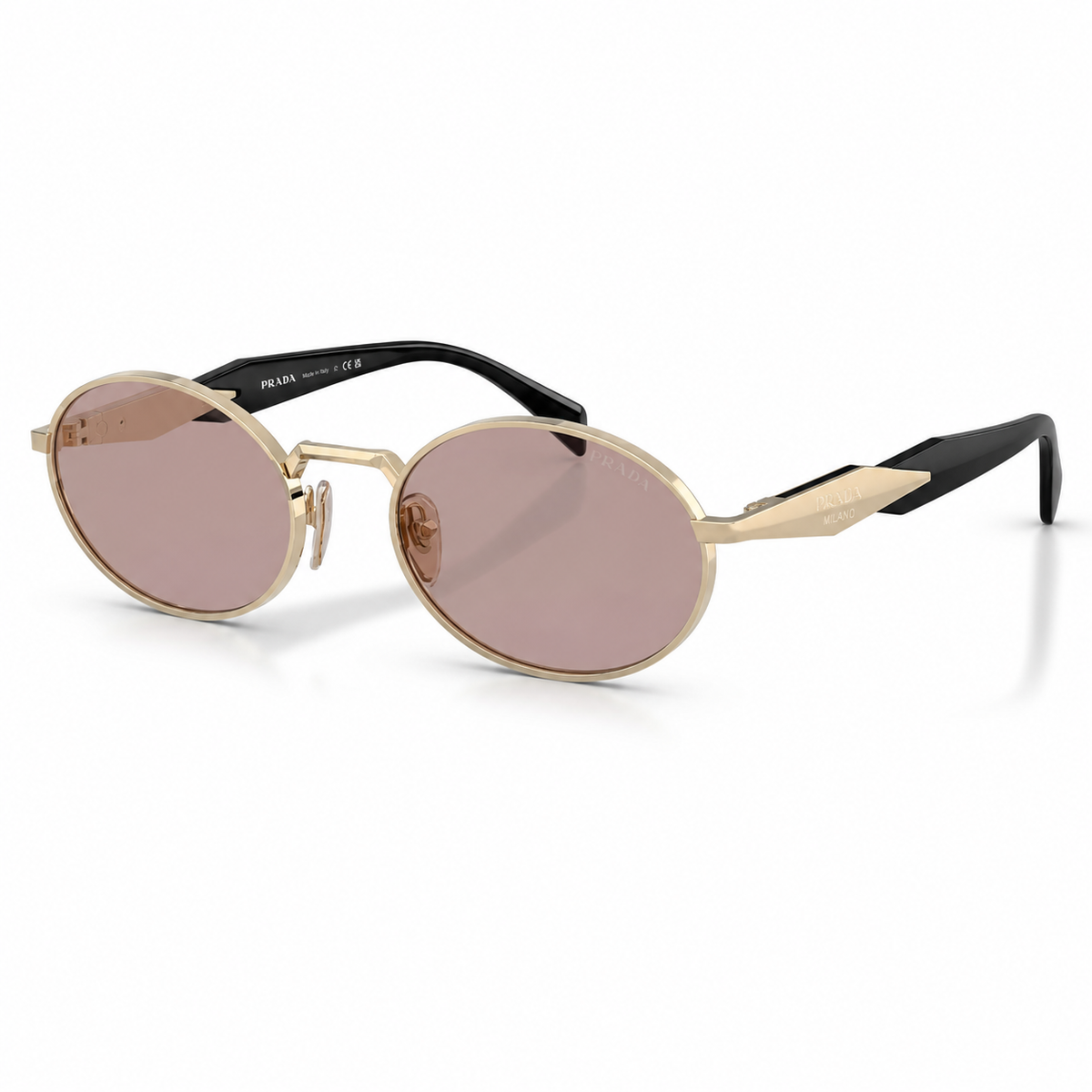 Lavender Pink Prada Women's Acetate-Metal Oval Sunglasses, 45-degree product view