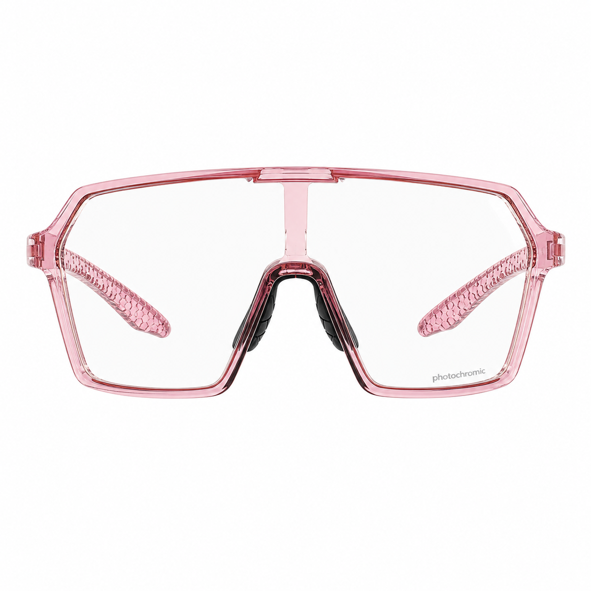 Crystal Pink Frame/Photochromic Grey Lens Unisex TR90 Photochromic Cycling Sunglasses, clean front product view