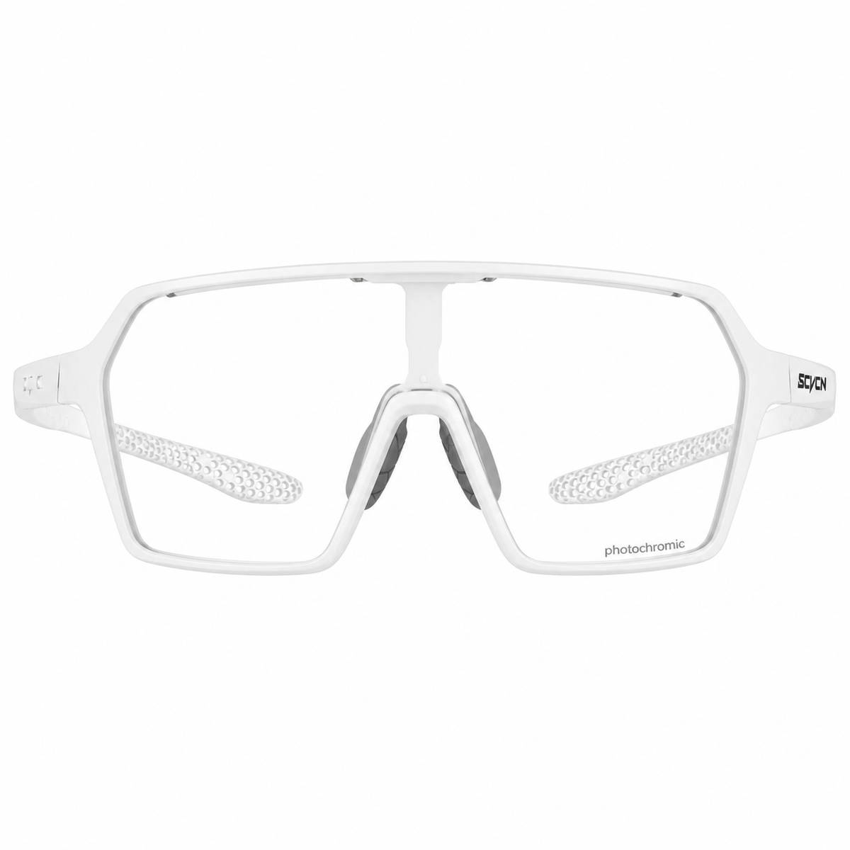 Matte White Frame/Photochromic Grey Lens Unisex TR90 Photochromic Cycling Sunglasses, clean front product view