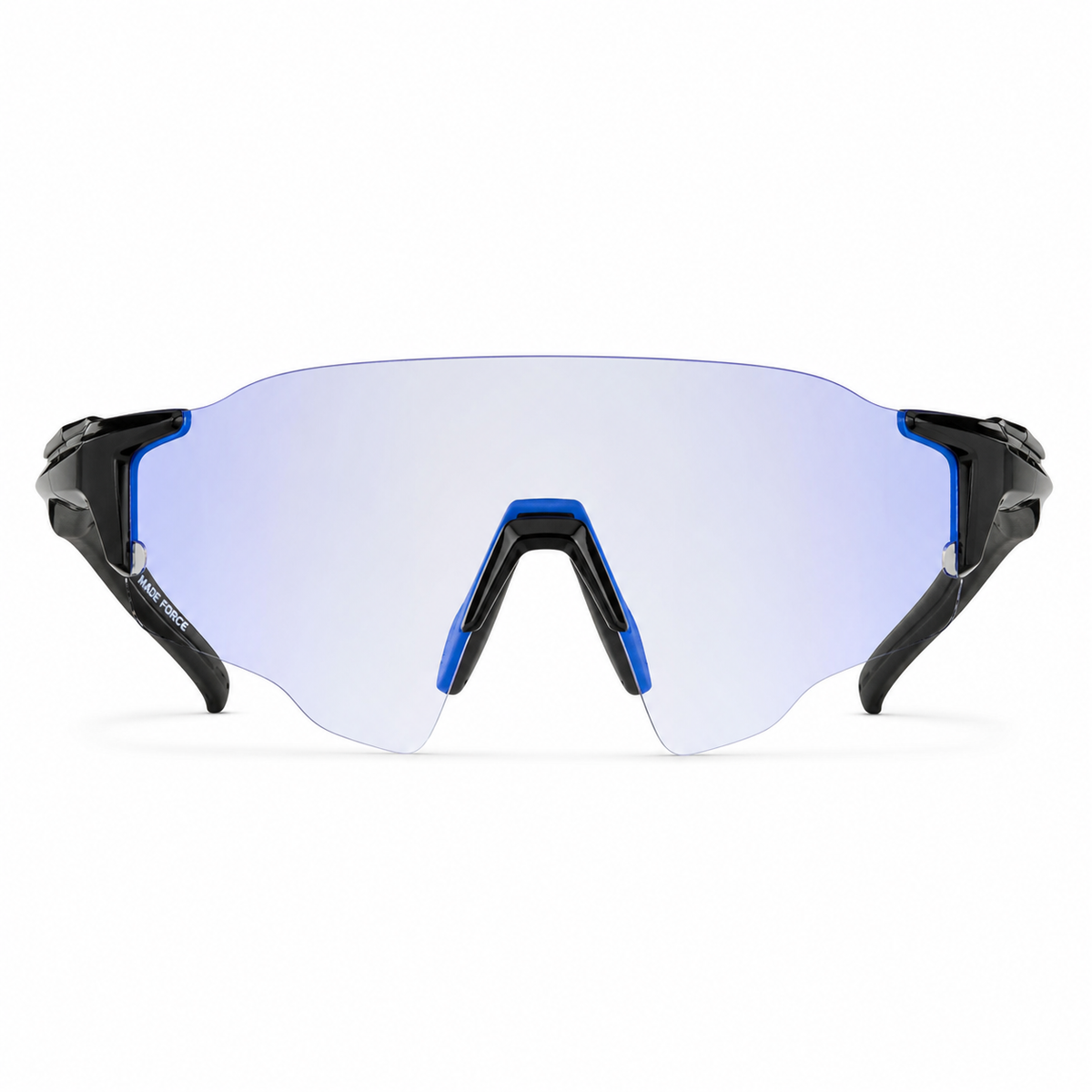 Black Frame/Photochromic Blue Lens Unisex TR90 Dustproof Photochromic Shield Cycling Glasses, clean front product view