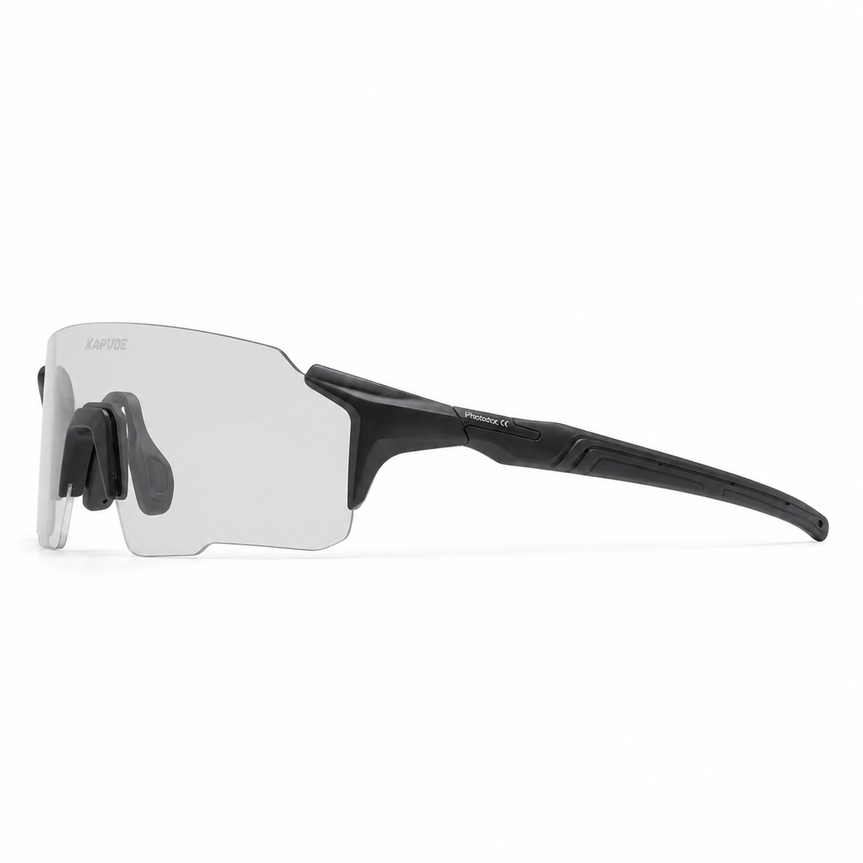 Black Frame/Photochromic Grey Lens Unisex TR90 Dustproof Photochromic Shield Cycling Glasses, side temple product view