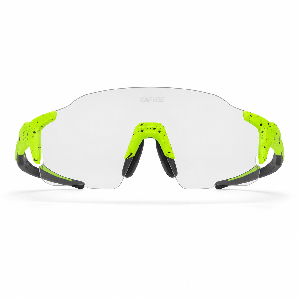 Green/Black Frame/Photochromic Grey Lens Unisex TR90 Dustproof Photochromic Shield Cycling Glasses, clean front product view