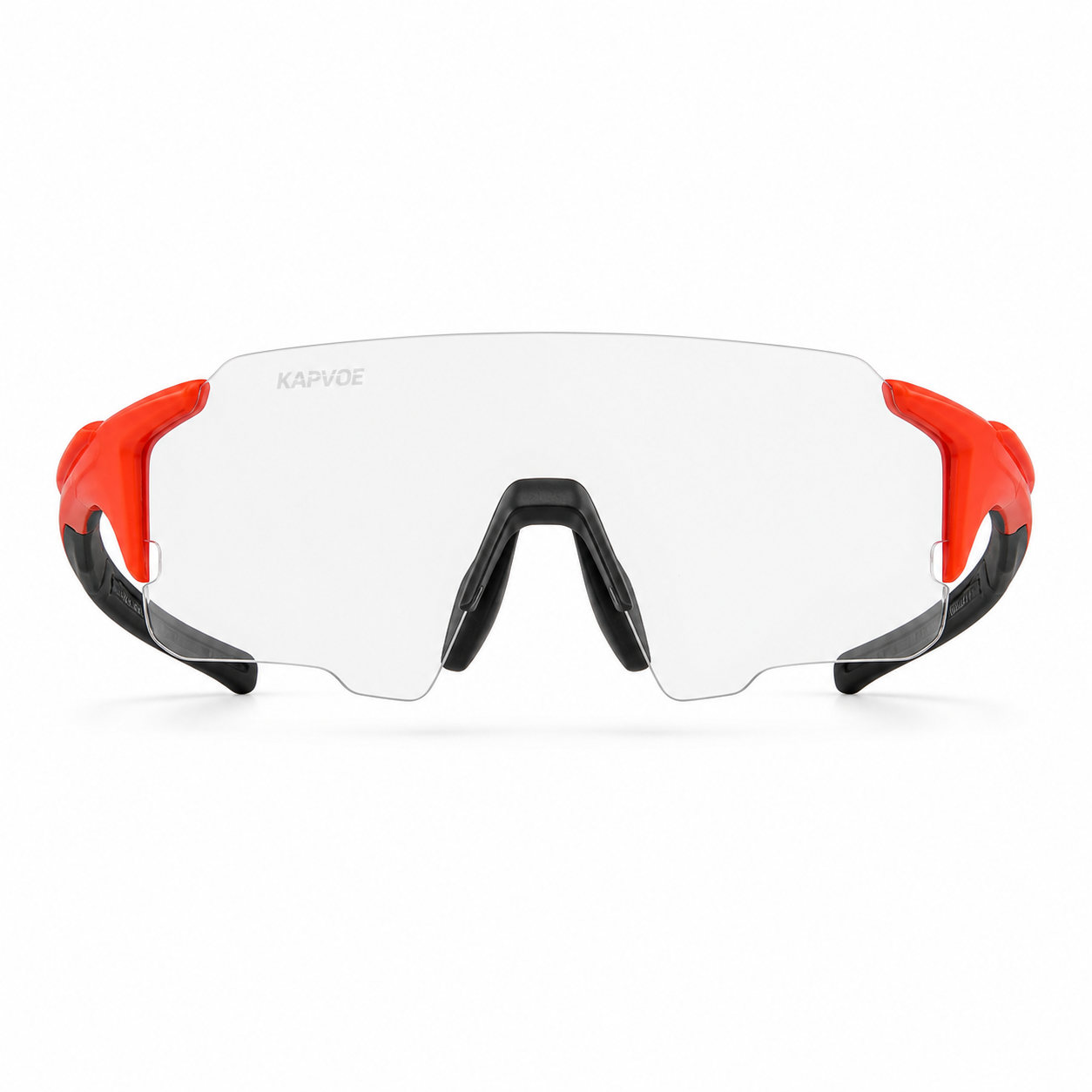 Red/Black Frame/Photochromic Grey Lens Unisex TR90 Dustproof Photochromic Shield Cycling Glasses, clean front product view