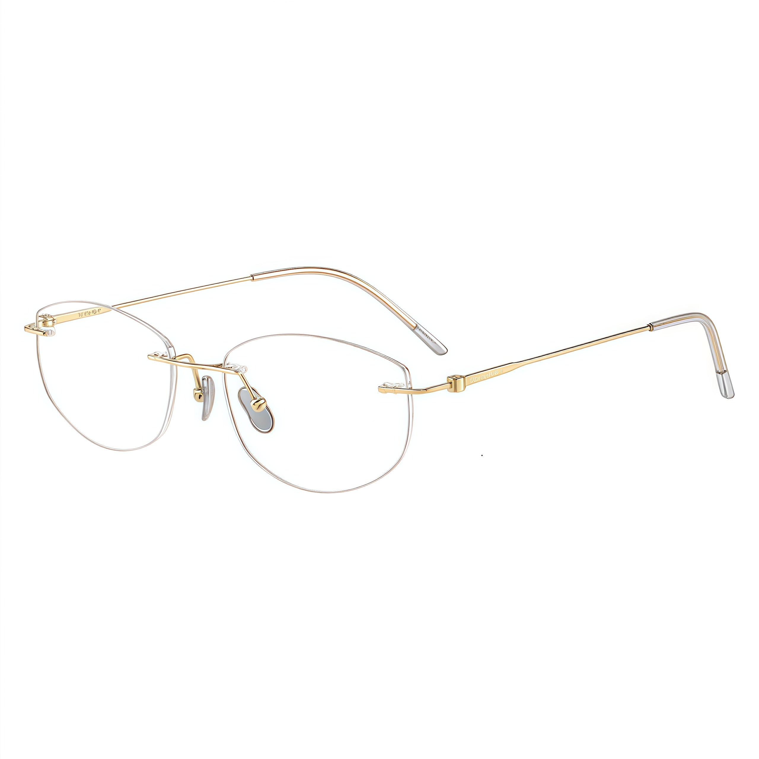 Gold Women's Pure Titanium Rimless Butterfly Glasses, 45-degree product view