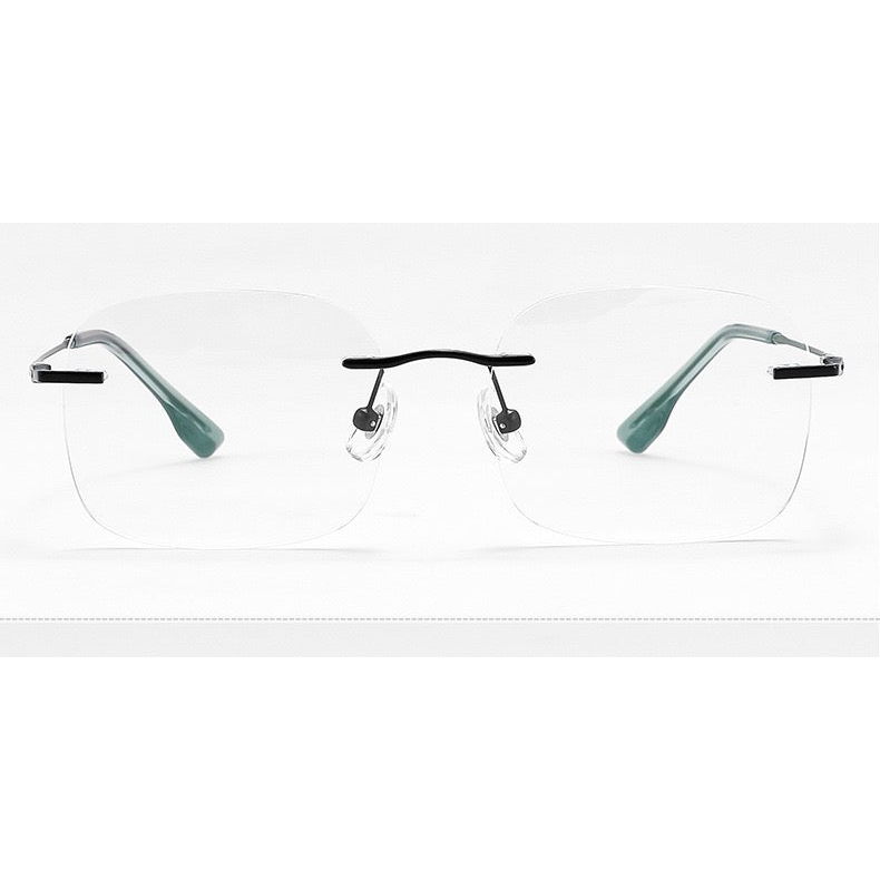 Unisex Pure Titanium Rimless Soft-Rectangle Glasses, 45-degree product view
