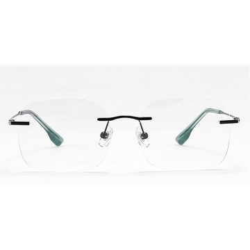 Unisex Pure Titanium Rimless Soft-Rectangle Glasses, clean front product view