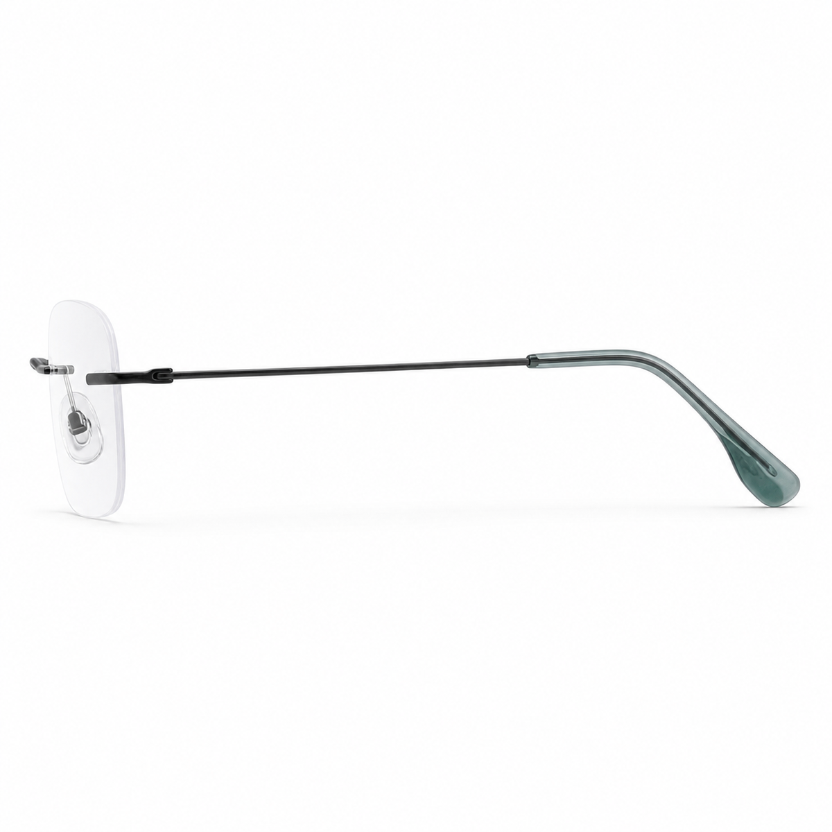 Unisex Pure Titanium Rimless Soft-Rectangle Glasses, side temple product view