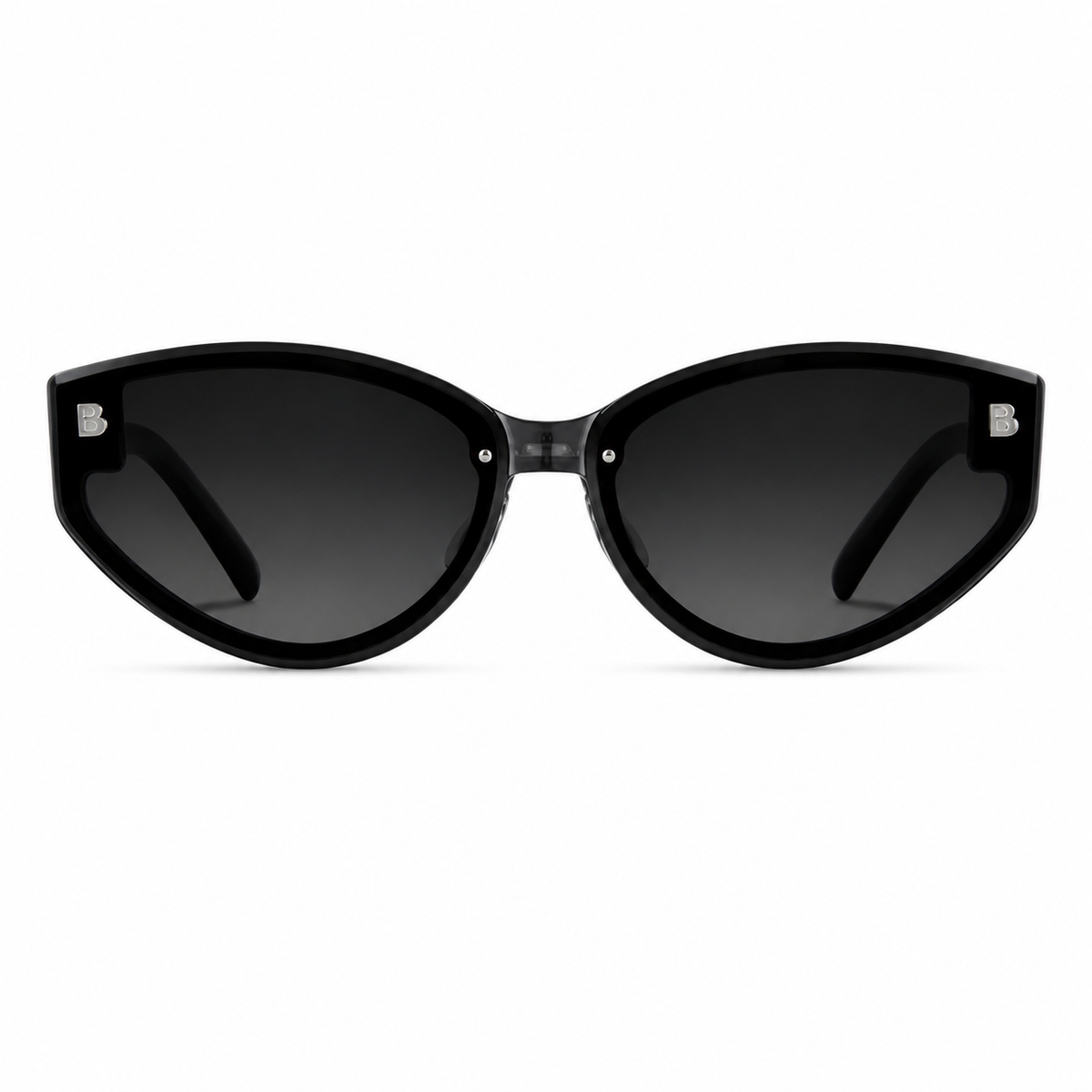 Black women's TR90 cat-eye UV400 sunglasses, front product view