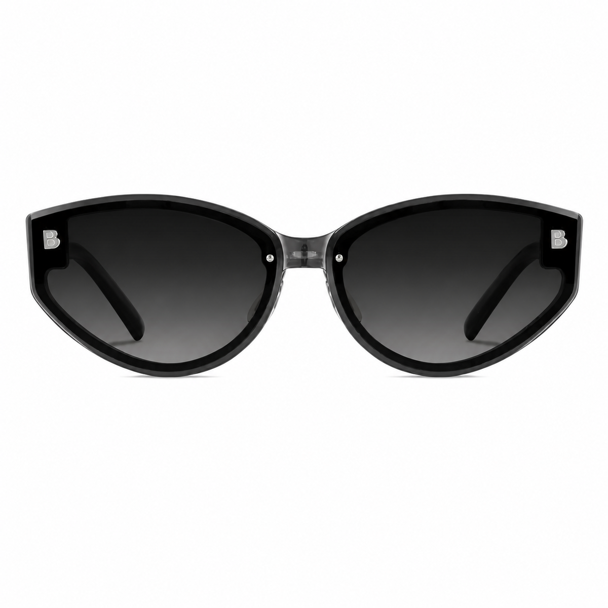 Gray women's TR90 cat-eye UV400 sunglasses, front product view