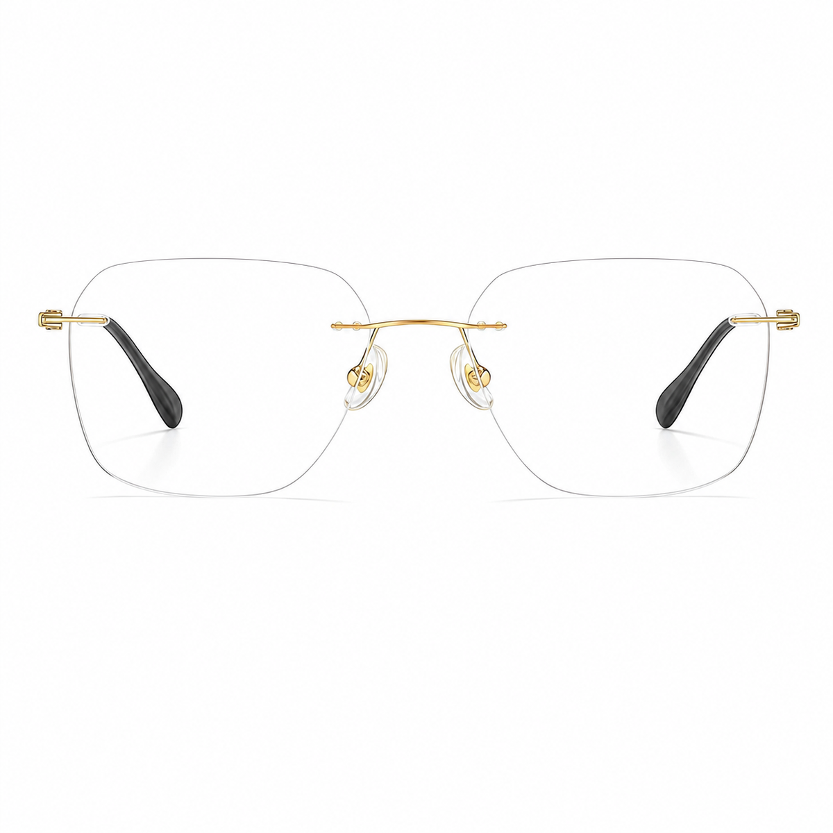 Gold Men's Square Pure Titanium Rimless Glasses, clean front view