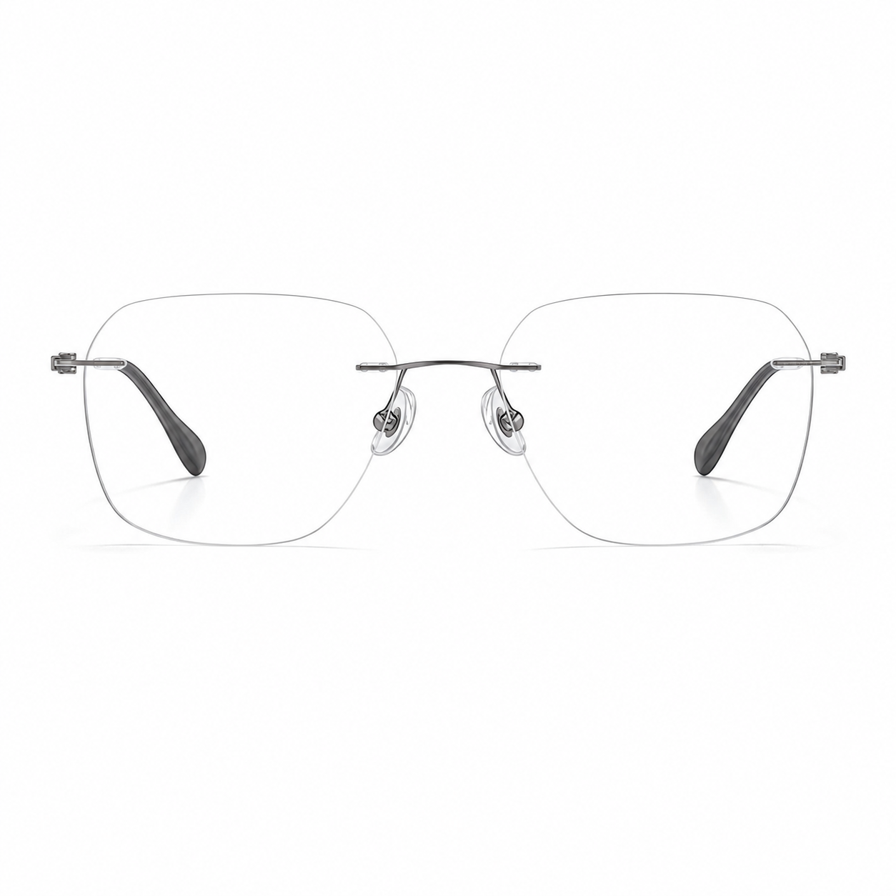 Gunmetal Men's Square Pure Titanium Rimless Glasses, clean front view