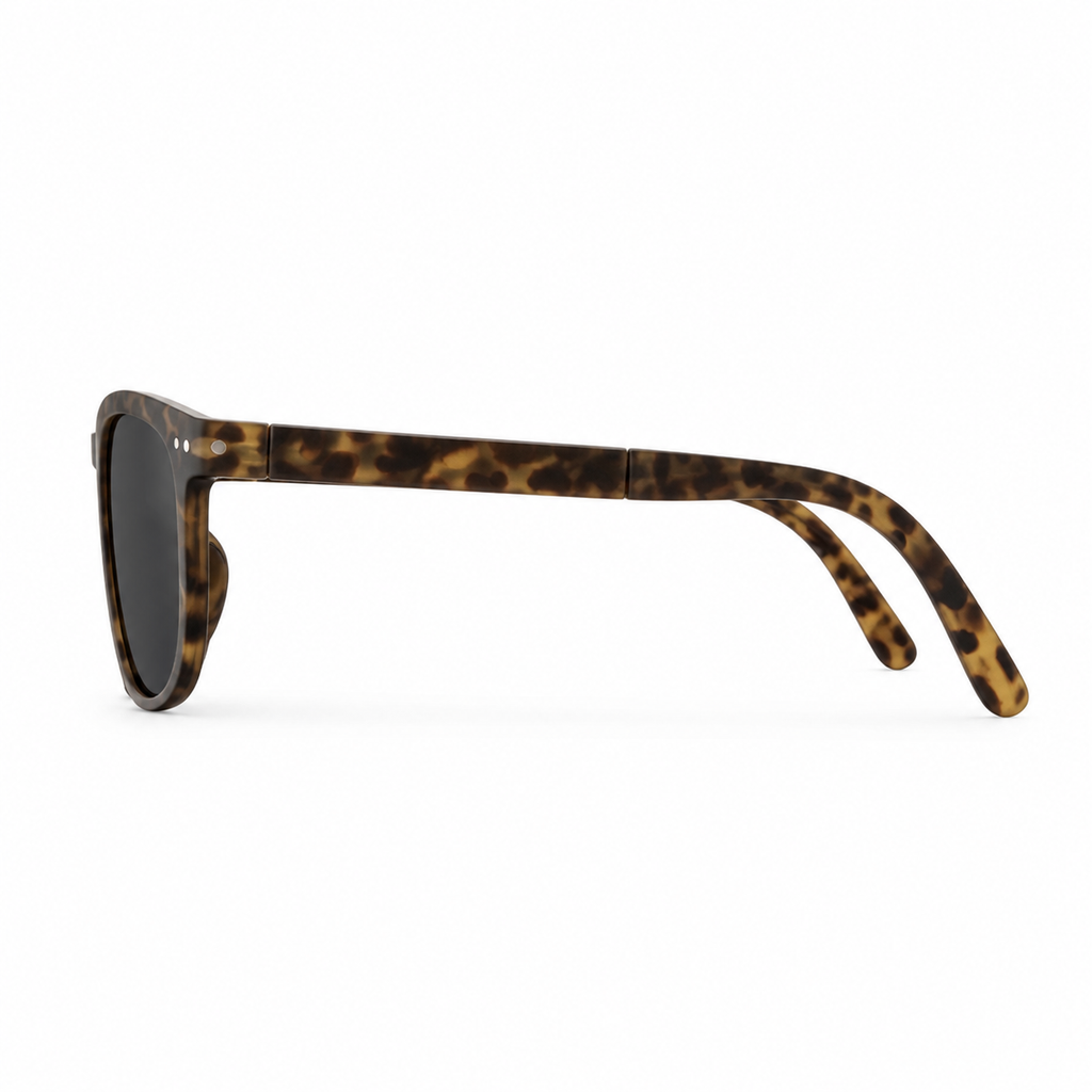 Tortoise Shell Unisex TR90 Foldable UV400 Sunglasses, side temple product view