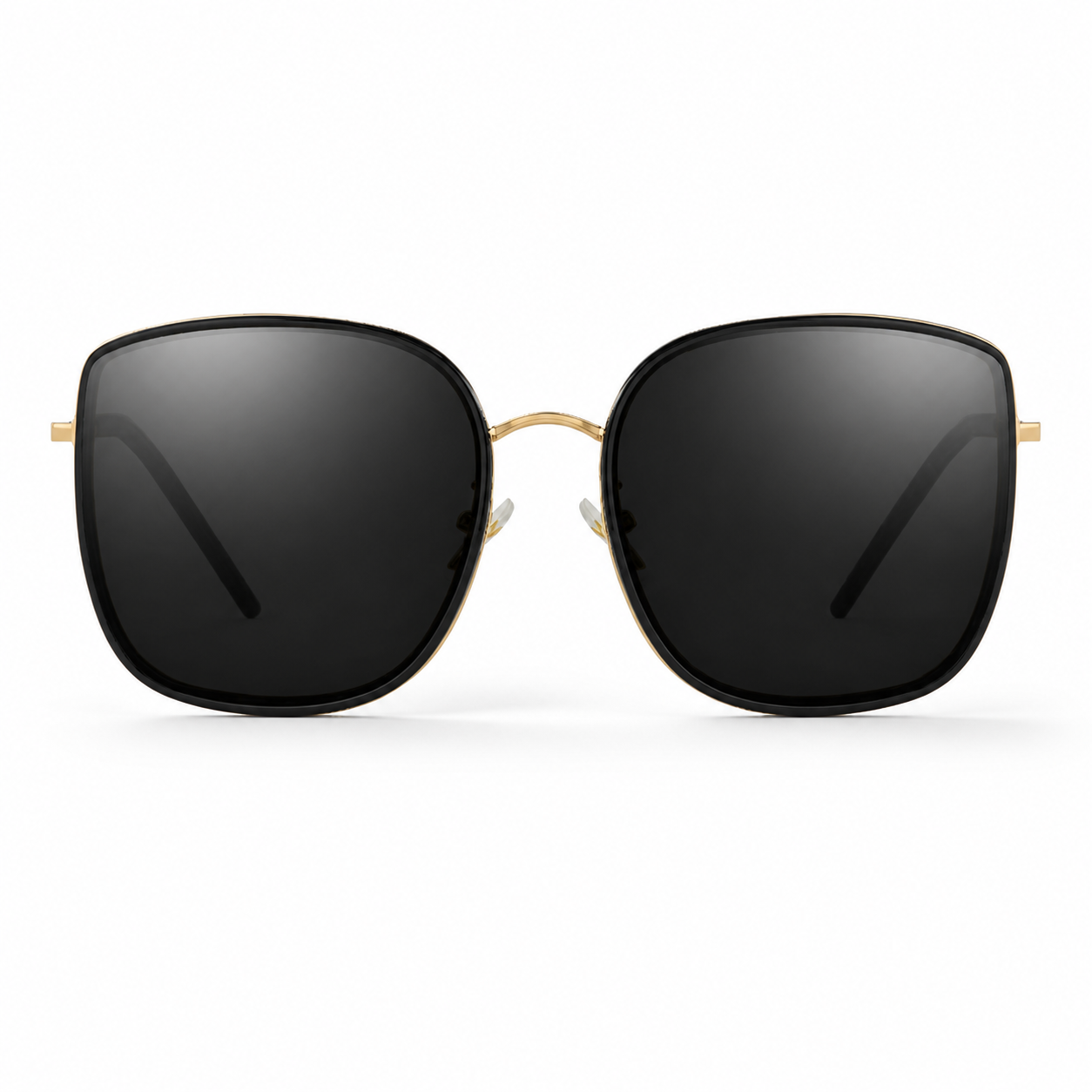 Black & Gold Unisex Alloy Square UV400 Sunglasses, clean front product view