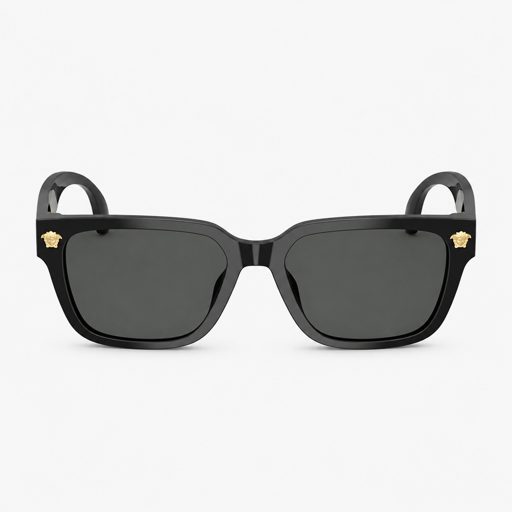 Black Versace O4513D Full-Rim Square UV400 Sunglasses, clean front product view