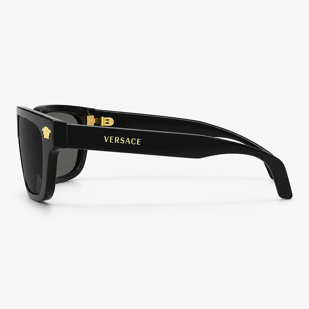 Black Versace O4513D Full-Rim Square UV400 Sunglasses, side temple product view