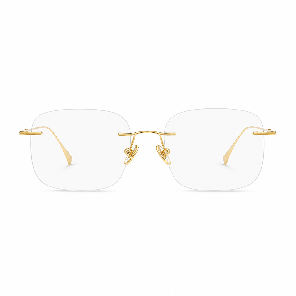 Gold Women's Soft Geometric Pure Titanium Rimless Glasses, clean front view