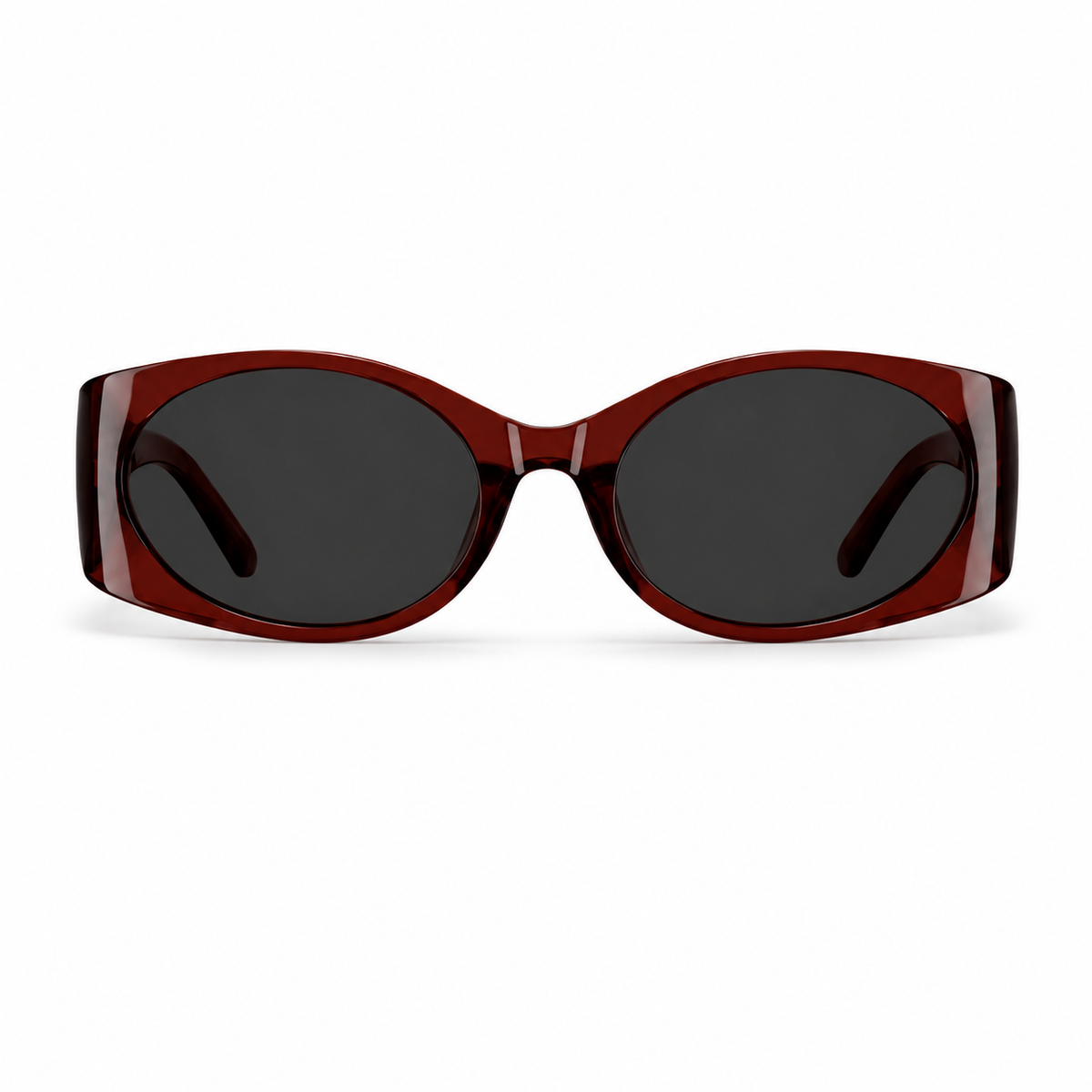 Burgundy Unisex Polycarbonate Oval UV400 Sunglasses, clean front product view