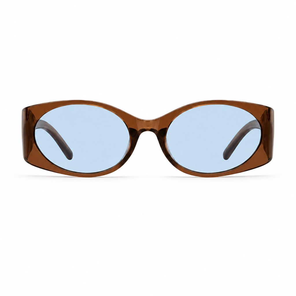 Crystal Brown Unisex Polycarbonate Oval UV400 Sunglasses, clean front product view
