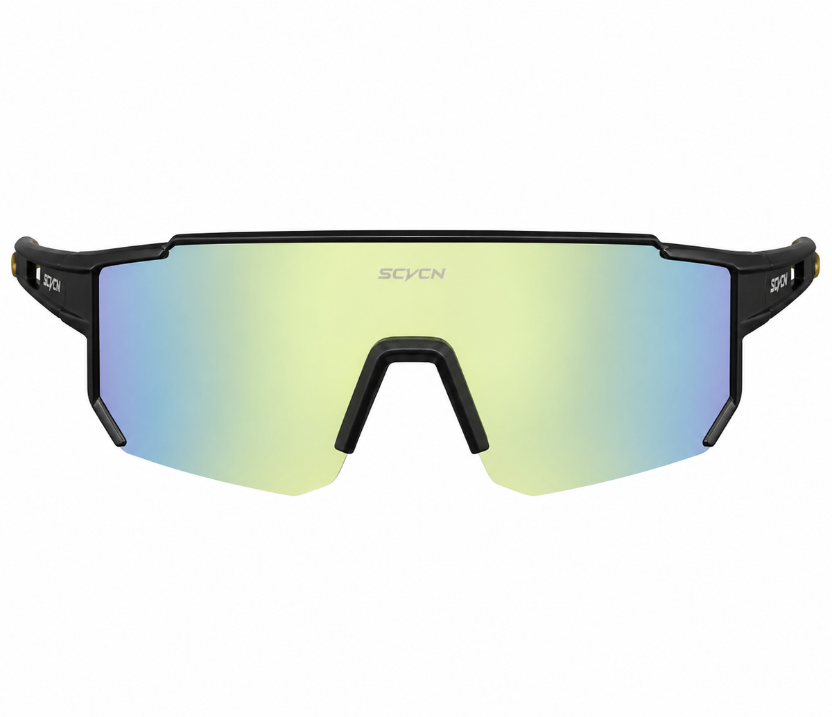 Matte Black Frame/Gold Lens Unisex TR90 Dustproof Shield Cycling Sunglasses, clean front product view