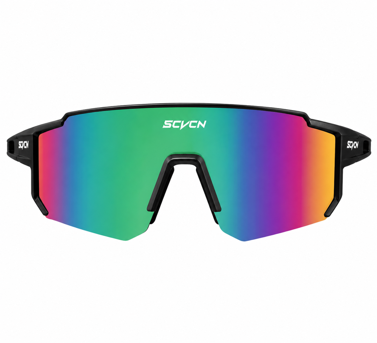 Matte Black Frame/Green Lens Unisex TR90 Dustproof Shield Cycling Sunglasses, clean front product view