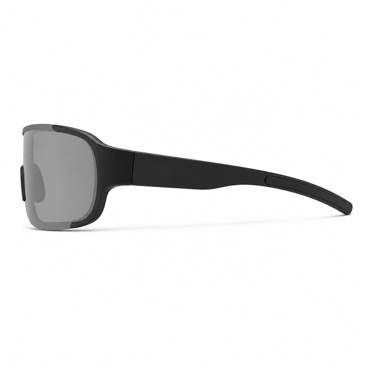 Black Frame/Silver Lens Unisex PC Windproof Rectangle Cycling Sunglasses, side temple product view