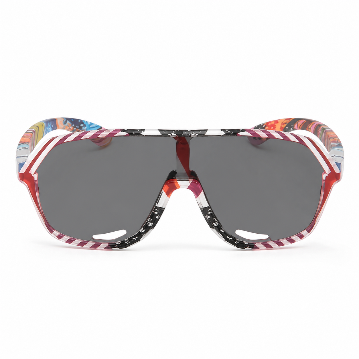 Multicolor Frame/Photochromic Grey Lens Unisex TR90 Photochromic Full-Rim Cycling Sunglasses, clean front product view
