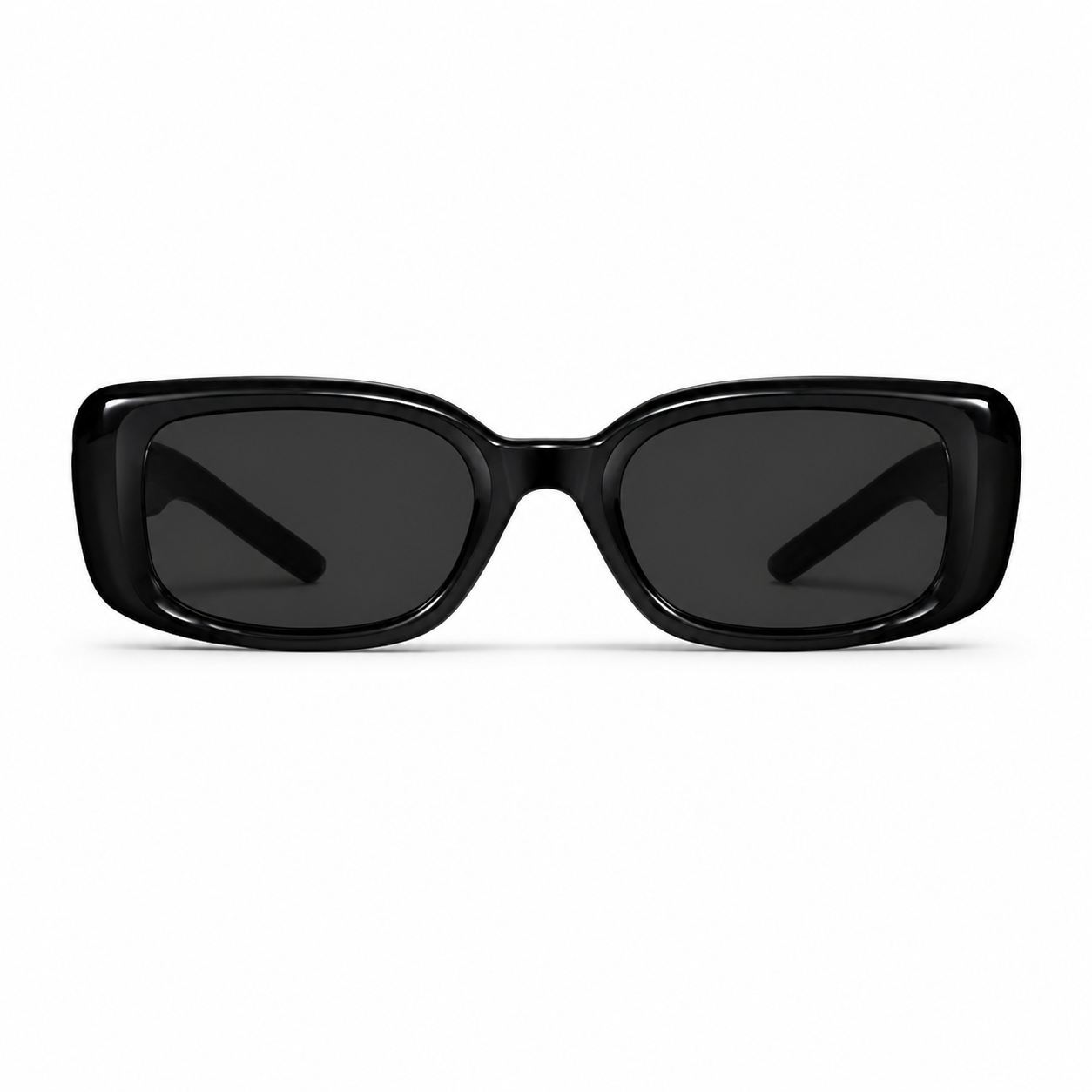 Black Women's Polycarbonate Narrow Rectangle Sunglasses, clean front product view
